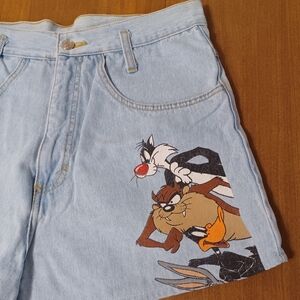 Vintage 90s Jerry Leigh Looney Tunes High Rise Denim Shorts Womens Large (32x2")